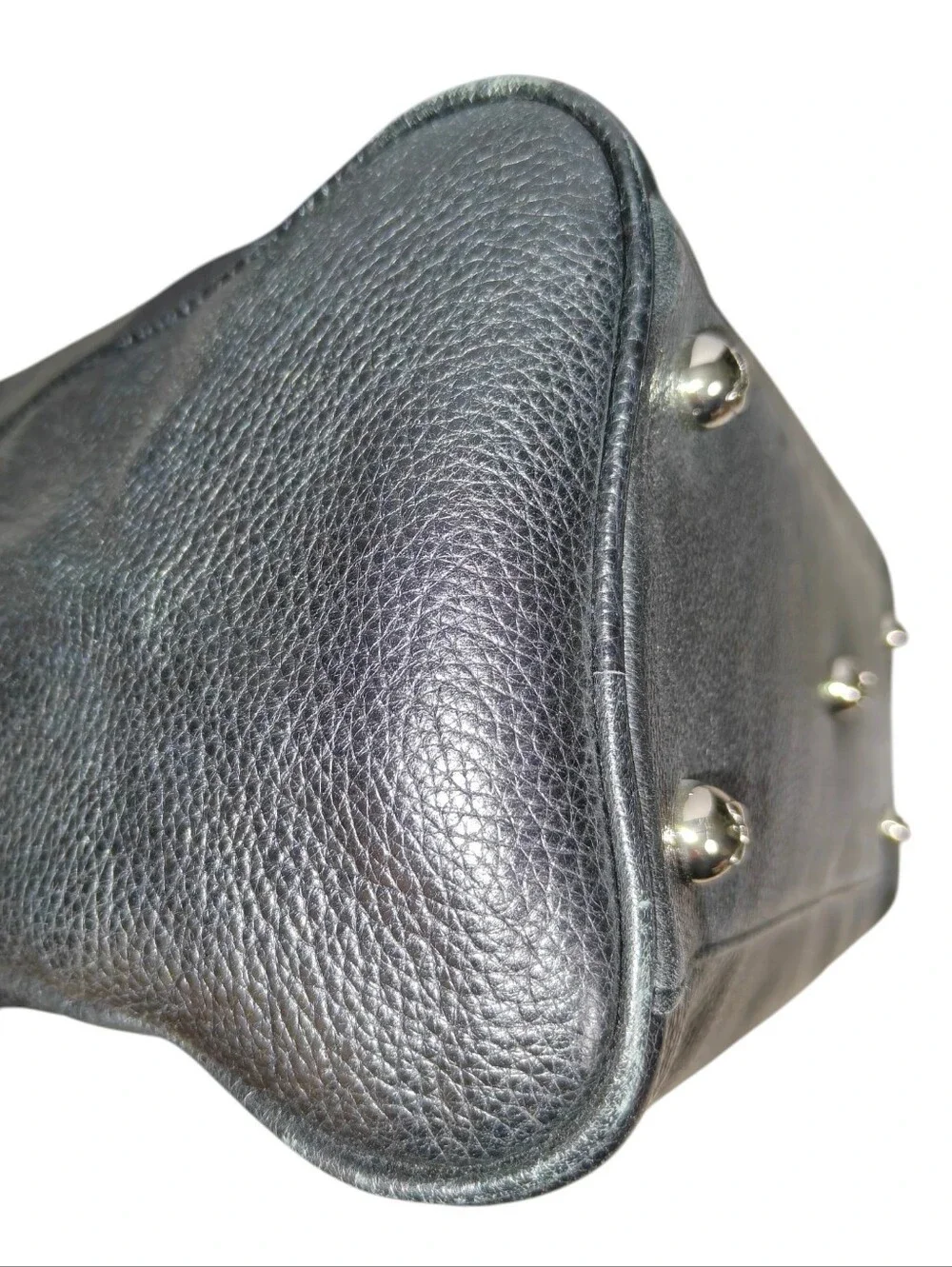 MY FLAT IN LONDON Black Pebbled Leather Dome Satchel Bag -Brighton